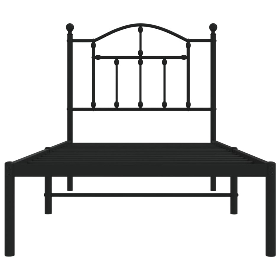 Estructura cama sin colchón con cabecero metal negro 90x190