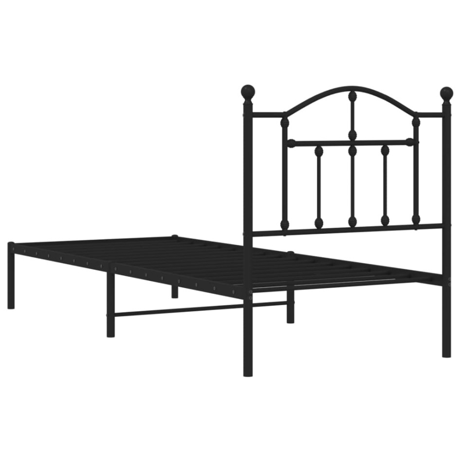 Estructura cama sin colchón con cabecero metal negro 90x190