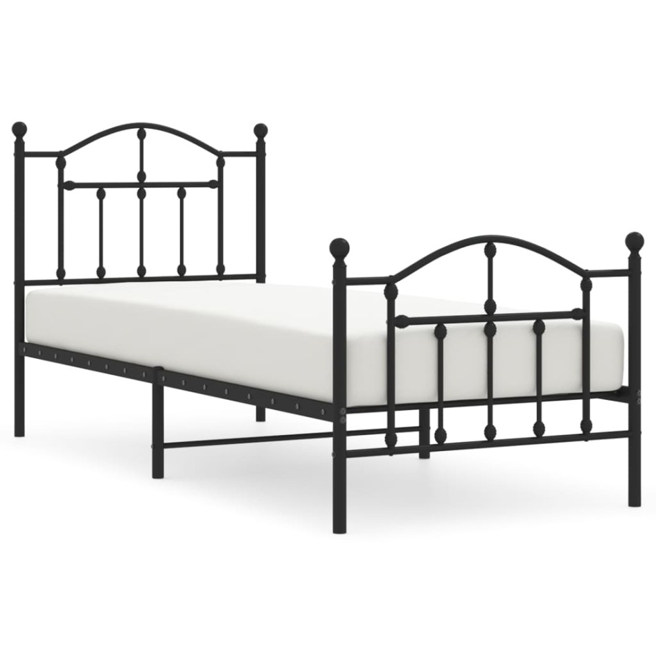 Estructura cama sin colchón con estribo metal negro 90x200