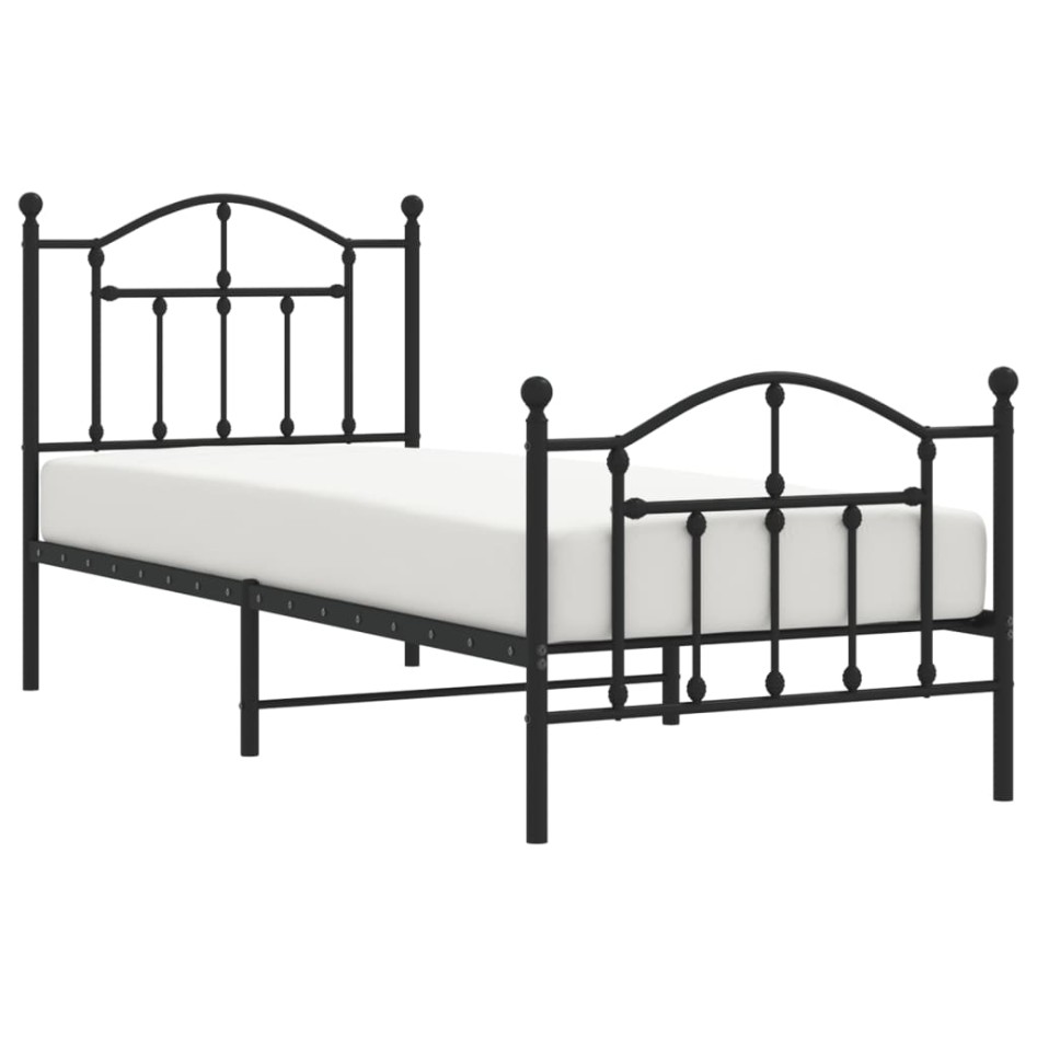 Estructura cama sin colchón con estribo metal negro 90x200