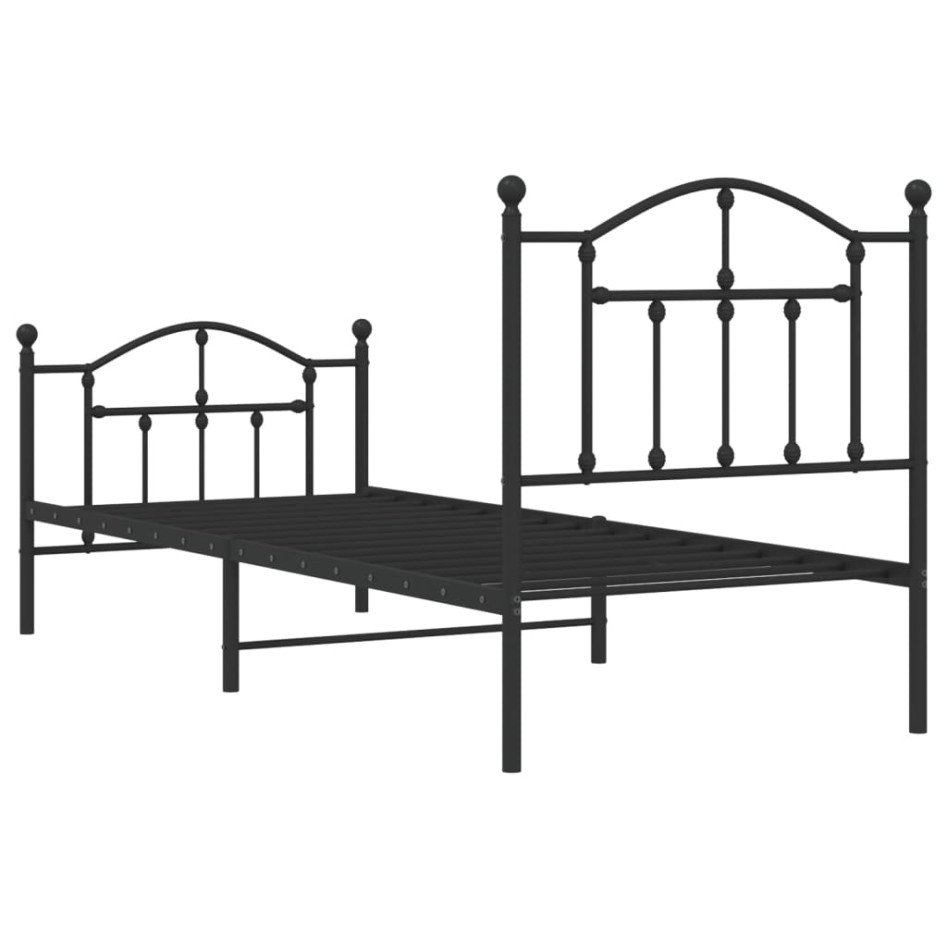 Estructura cama sin colchón con estribo metal negro 90x200