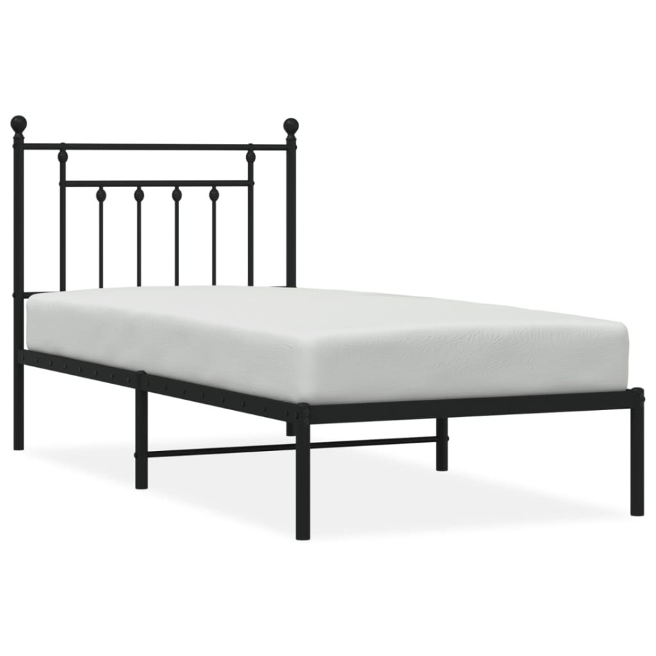 Estructura cama sin colchón con cabecero metal negro 90x190