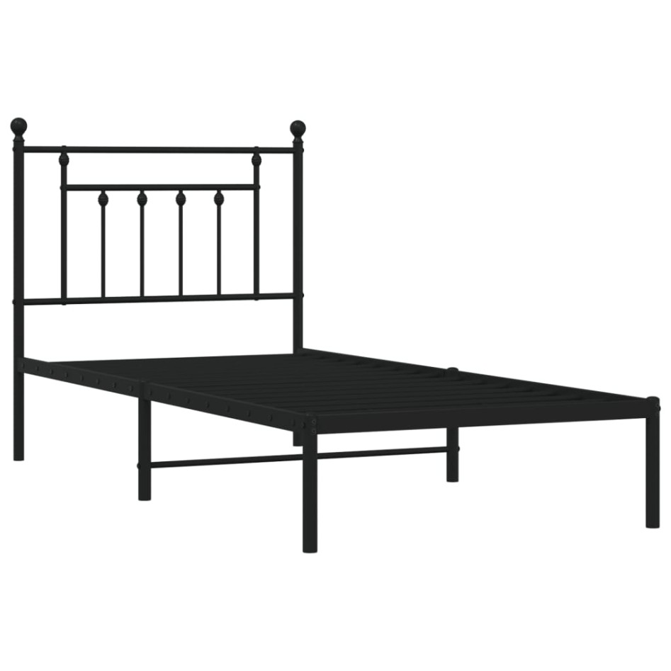 Estructura cama sin colchón con cabecero metal negro 90x190