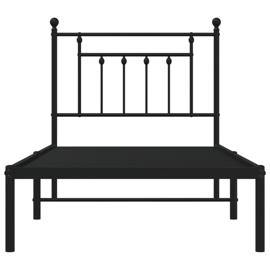 Estructura cama sin colchón con cabecero metal negro 90x190