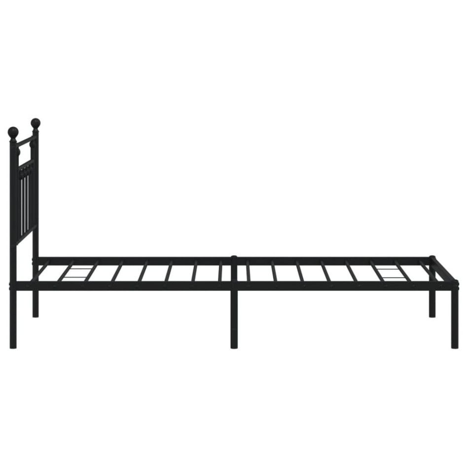 Estructura cama sin colchón con cabecero metal negro 90x190