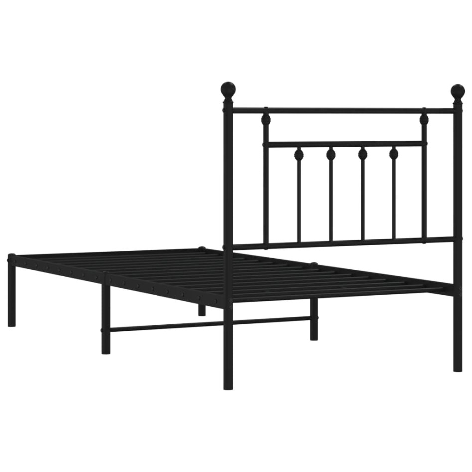Estructura cama sin colchón con cabecero metal negro 90x190