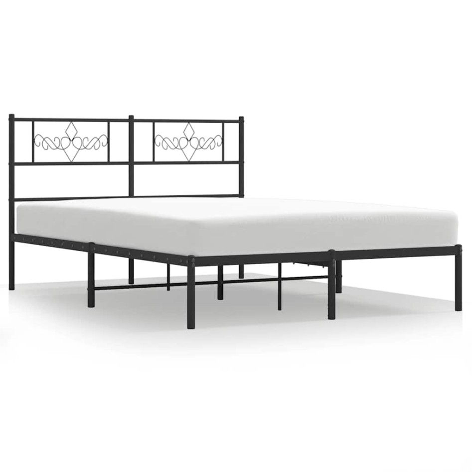 Estructura cama sin colchón con cabecero metal negro 135x190