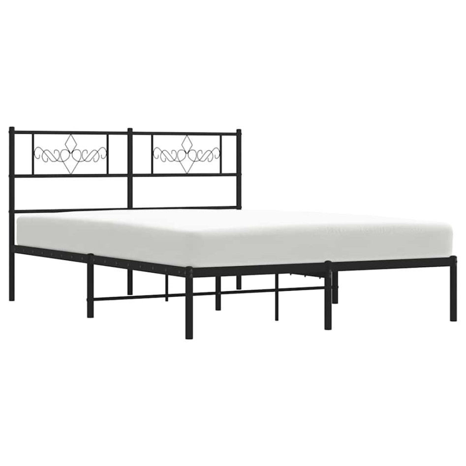 Estructura cama sin colchón con cabecero metal negro 135x190