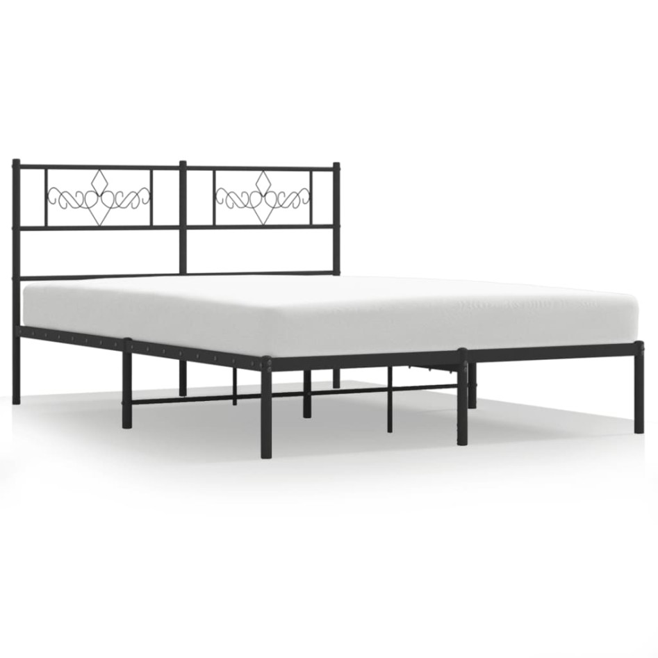Estructura cama sin colchón con cabecero metal negro 120x190