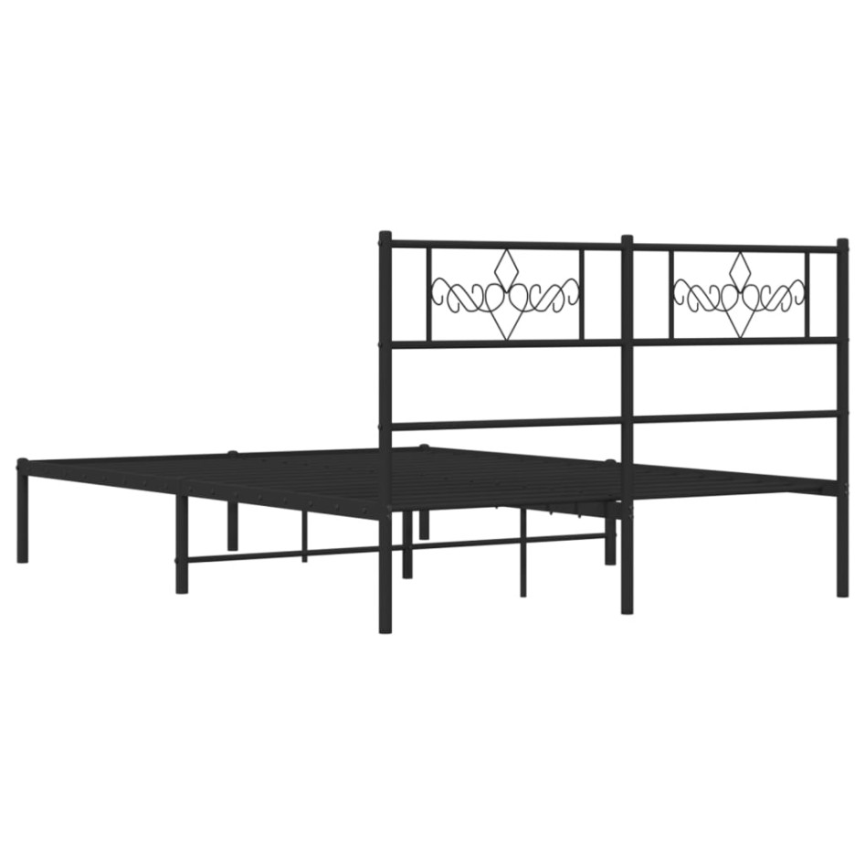 Estructura cama sin colchón con cabecero metal negro 120x190