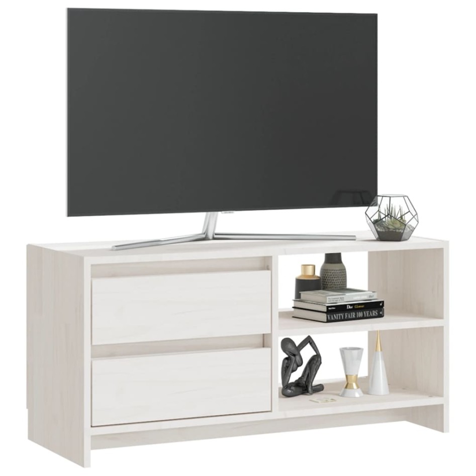 Mueble para TV de madera maciza de pino blanco 80x31x39