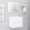 Juego de muebles de baño madera de ingeniería blanco brillo