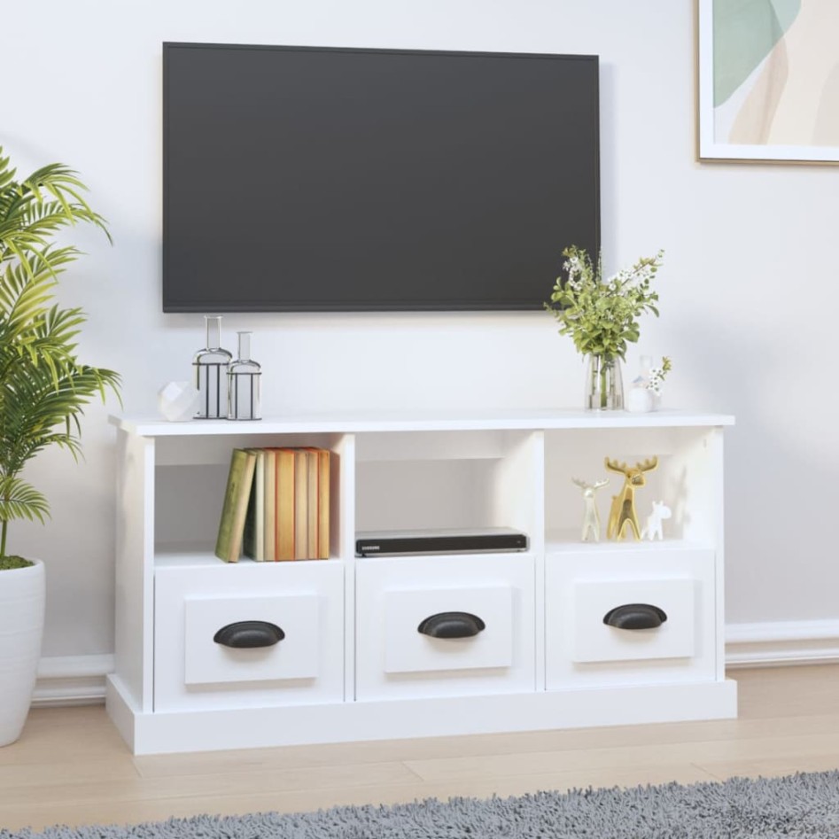 Mueble de TV madera contrachapada blanco 100x35x50