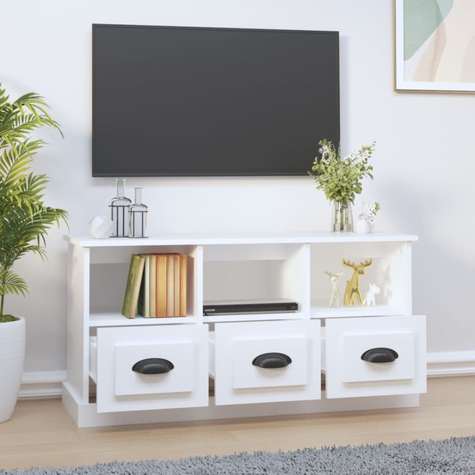Mueble de TV madera contrachapada blanco 100x35x50