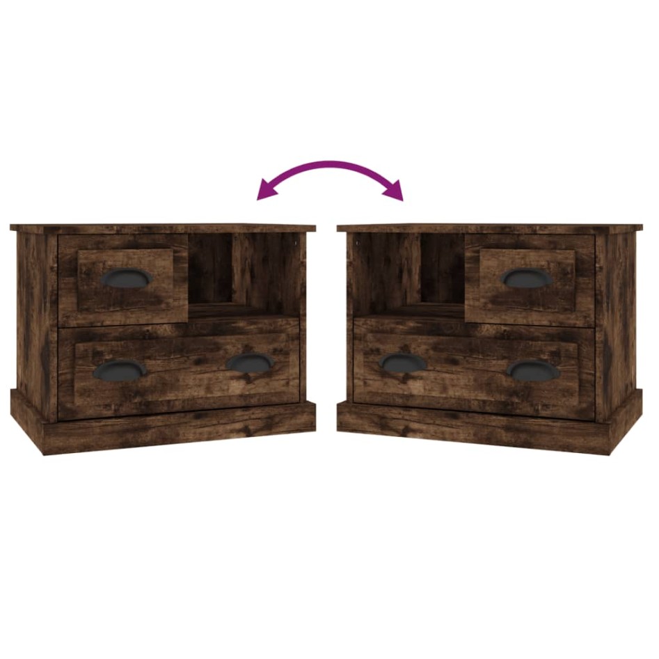 Mesita de noche color roble ahumado 60x39x45