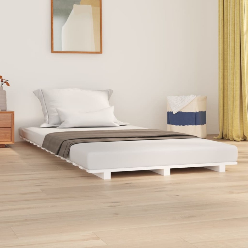Estructura de cama madera maciza de pino blanco 90x200
