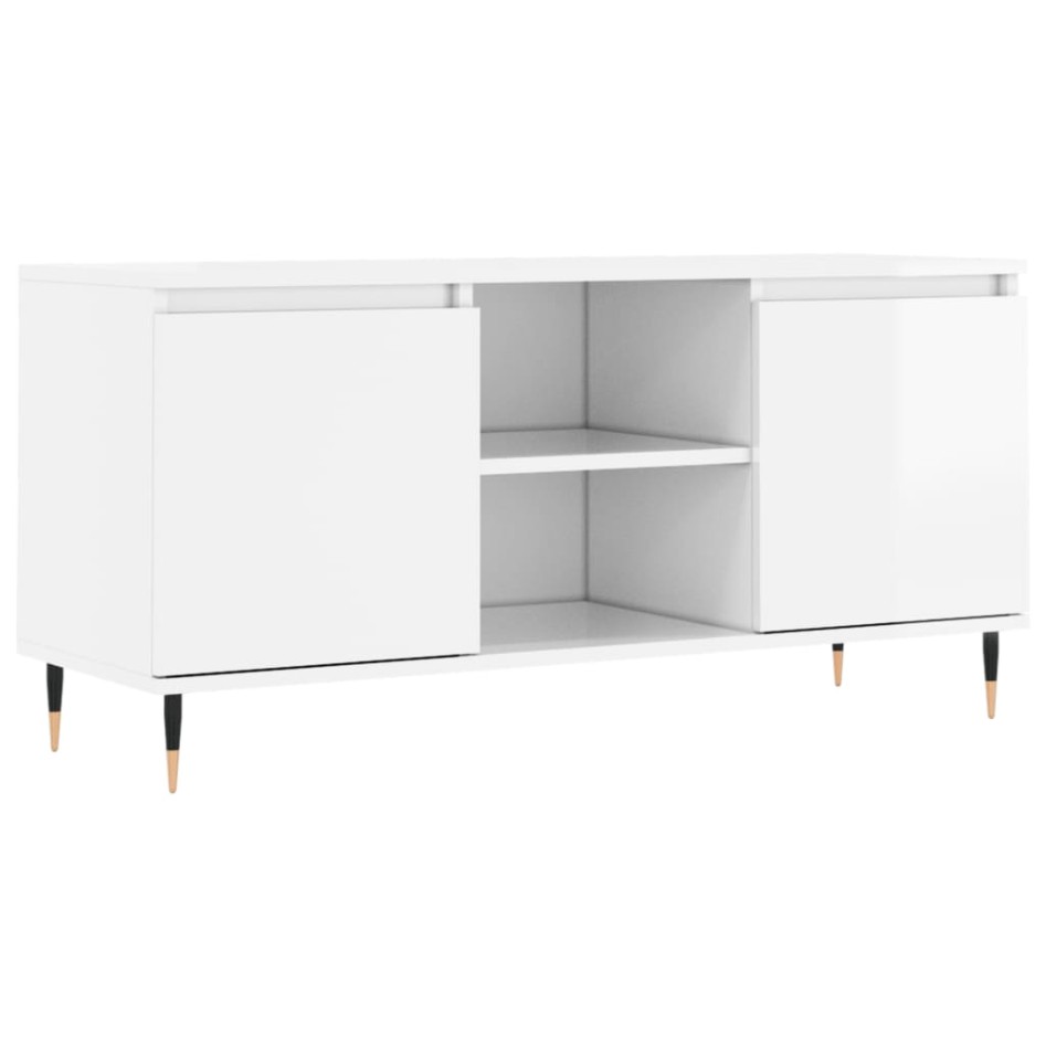 Mueble de TV madera de ingeniería blanco brillo 104x35x50