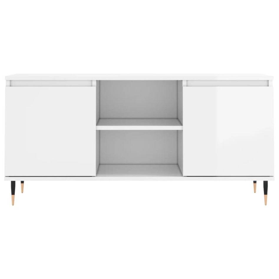 Mueble de TV madera de ingeniería blanco brillo 104x35x50