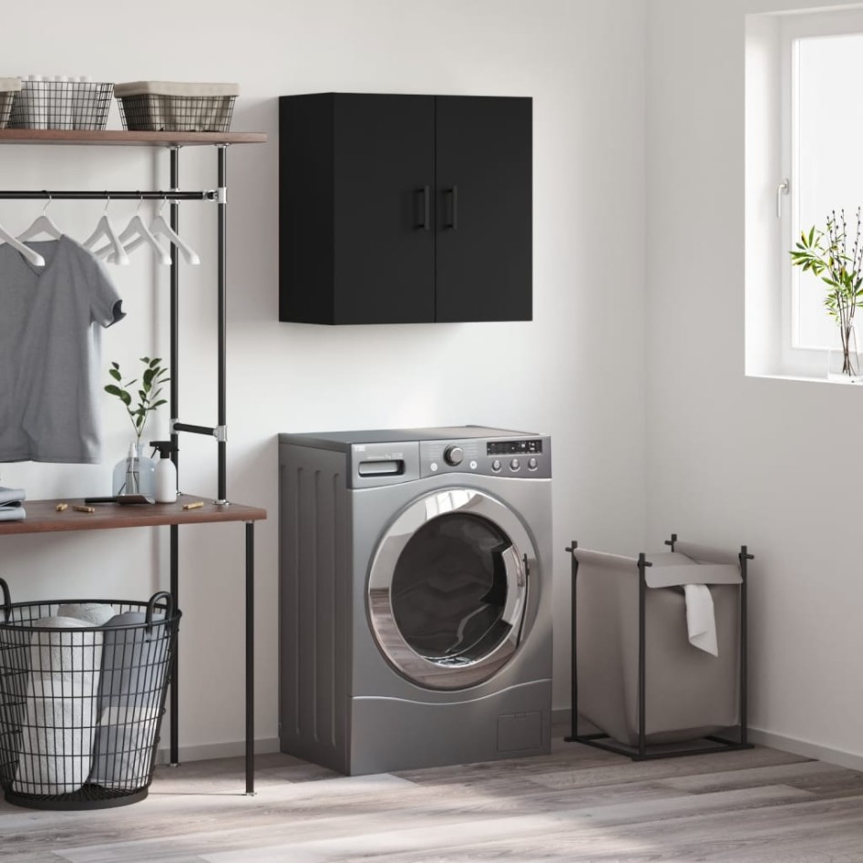 Armario de pared madera de ingeniería negro 60x31x60