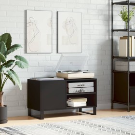Mueble de discos madera de ingeniería negro 85x38x48