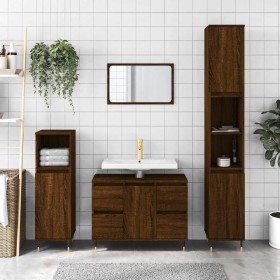 Mueble de baño madera de ingeniería roble marrón 80x33x60