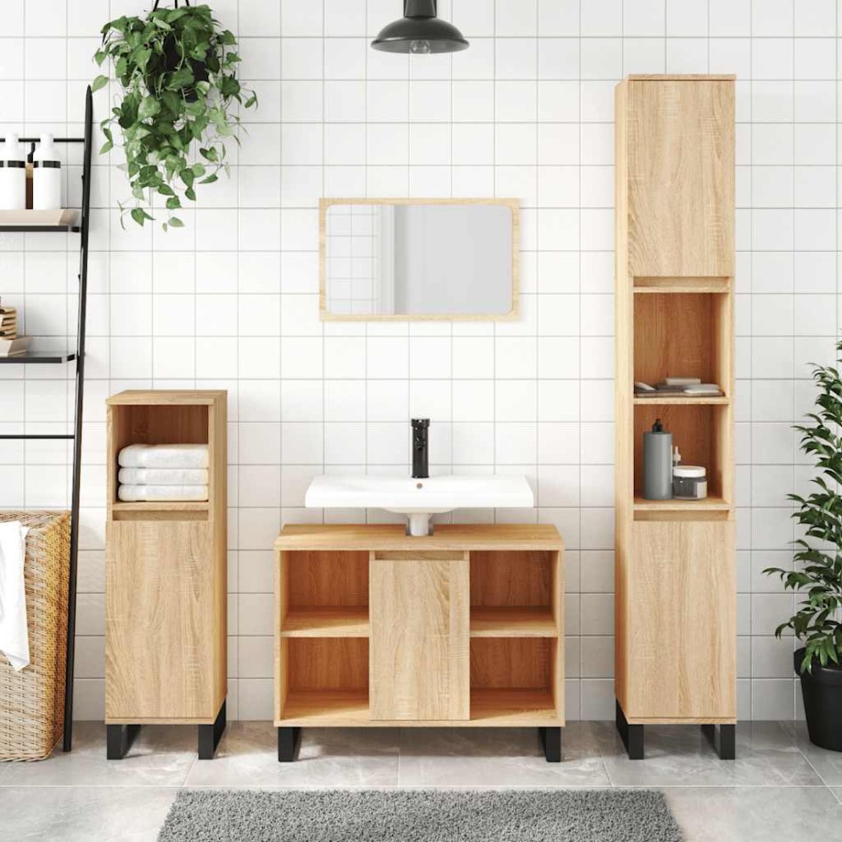 Mueble de baño madera de ingeniería roble Sonoma 80x33x60