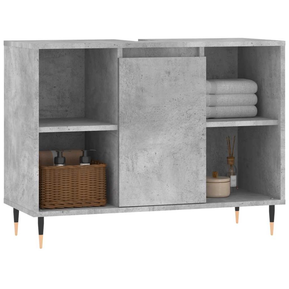 Mueble de baño madera de ingeniería gris hormigón 80x33x60