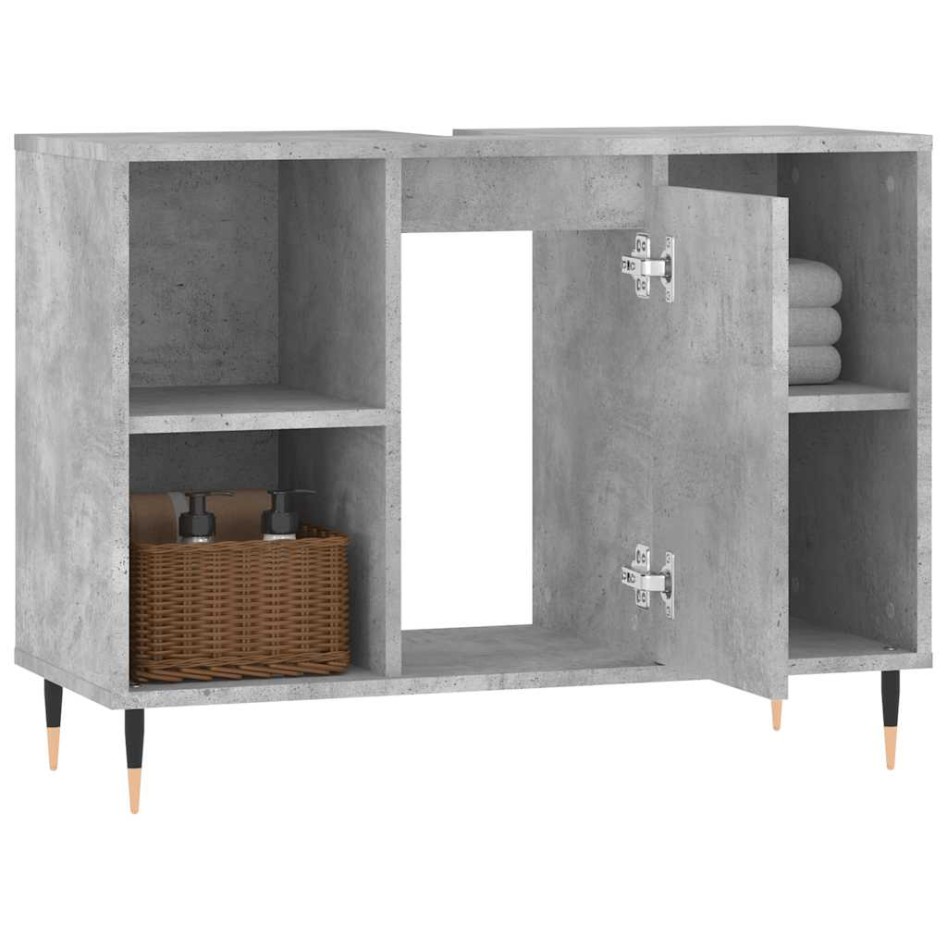 Mueble de baño madera de ingeniería gris hormigón 80x33x60
