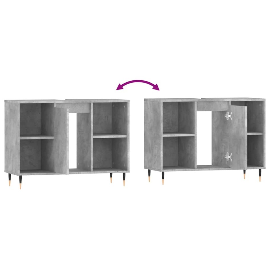 Mueble de baño madera de ingeniería gris hormigón 80x33x60