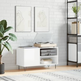 Mueble de discos madera de ingeniería blanco brillo 85x38x48