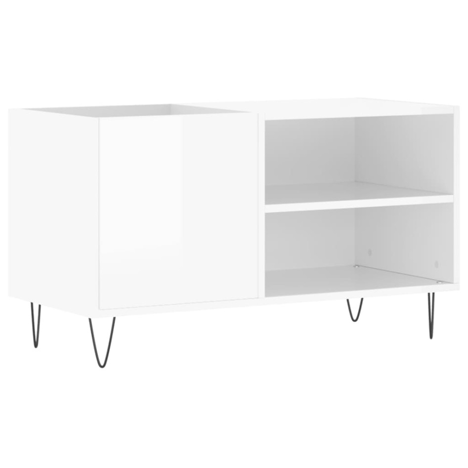 Mueble de discos madera de ingeniería blanco brillo 85x38x48