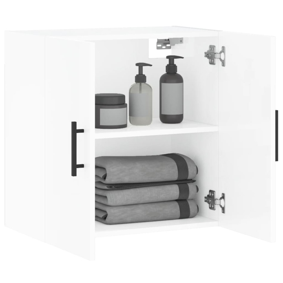 Armario de pared madera de ingeniería blanco brillo 60x31x60