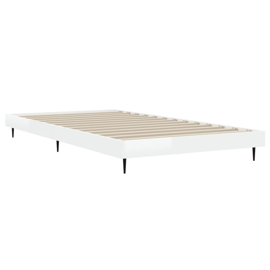 Estructura de cama madera de ingeniería blanco brillo