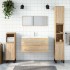 Armario de baño con espejo madera de ingeniería roble