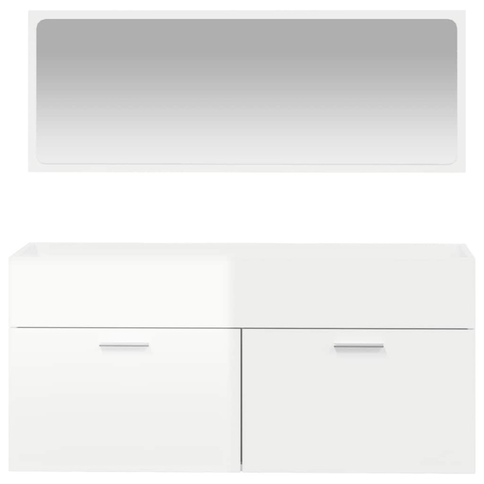 Armario de baño con espejo madera de ingeniería blanco