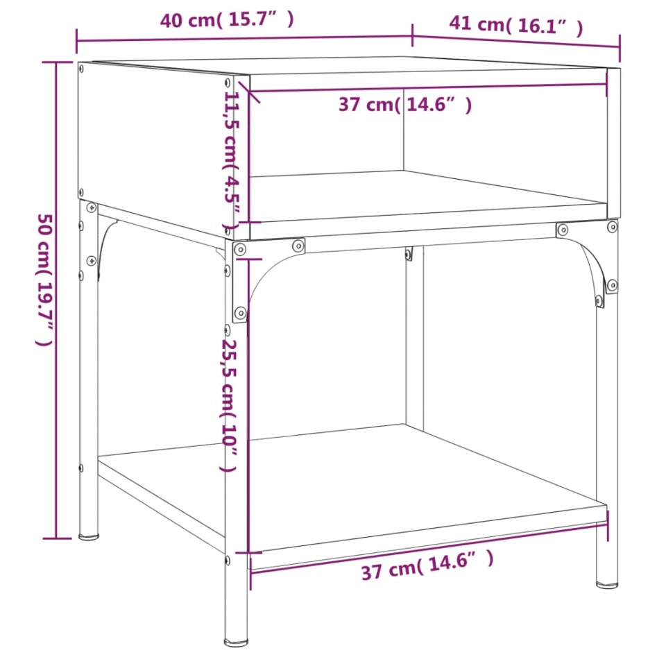 Mesitas noche 2 uds madera ingeniería roble Sonoma 40x41x50