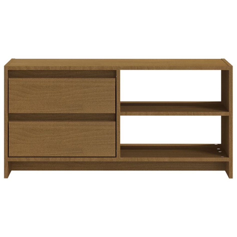 Mueble para TV de madera maciza pino marrón miel 80x31x39