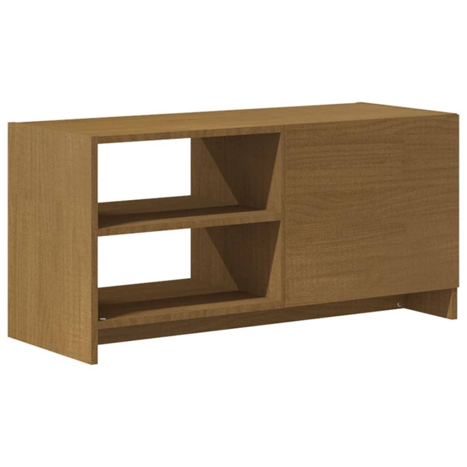 Mueble para TV de madera maciza pino marrón miel 80x31x39