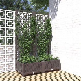 Jardinera con enrejado PP marrón 80x40x121,5