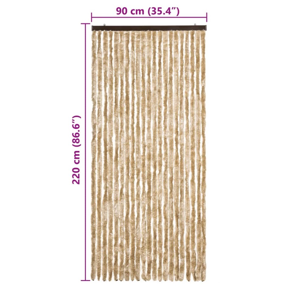 Cortina mosquitera de chenilla beige 90x220