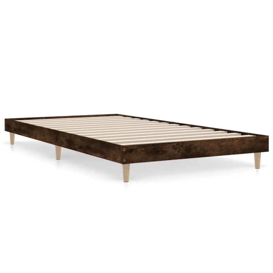 Estructura de cama sin colchón madera roble ahumado 100x200
