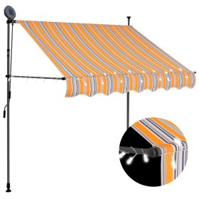 Toldo manual retráctil con LED amarillo y azul 100