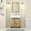 Espejo de vidrio y madera maciza reciclada 70x50 cm