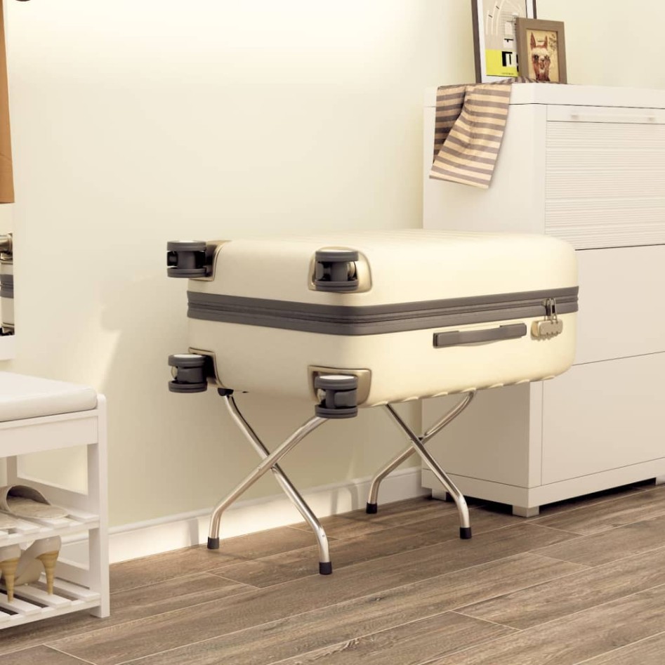 Soporte para maletas con respaldo plateado 56x39x52