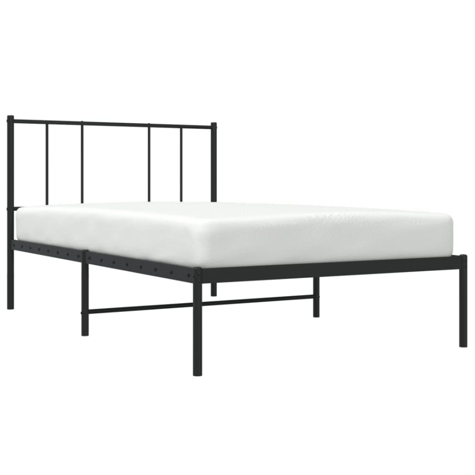 Estructura cama sin colchón con cabecero metal negro 100x200