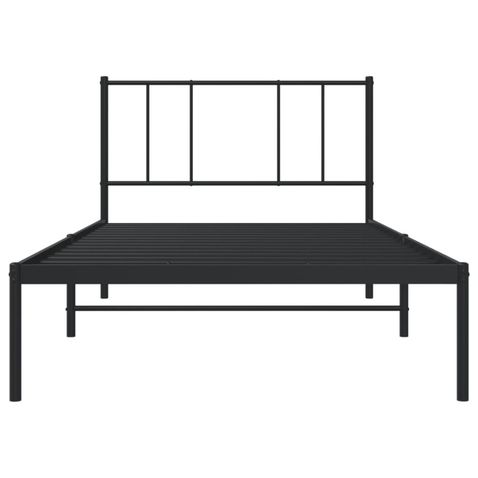 Estructura cama sin colchón con cabecero metal negro 100x200