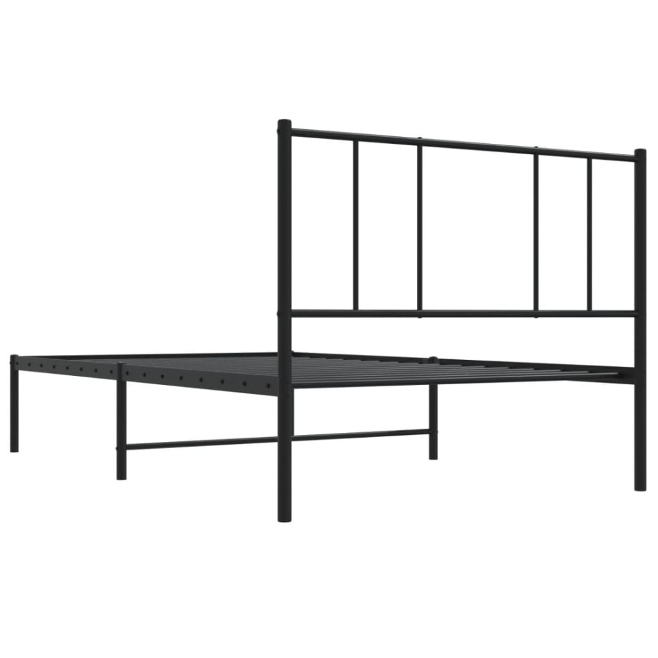 Estructura cama sin colchón con cabecero metal negro 100x200