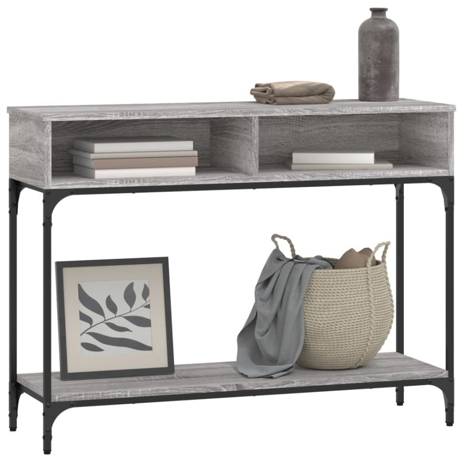 Mesa consola madera de ingeniería gris Sonoma 100x30,5x75