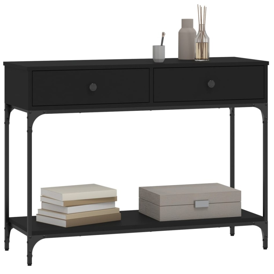 Mesa consola madera de ingeniería negra 100x34,5x75