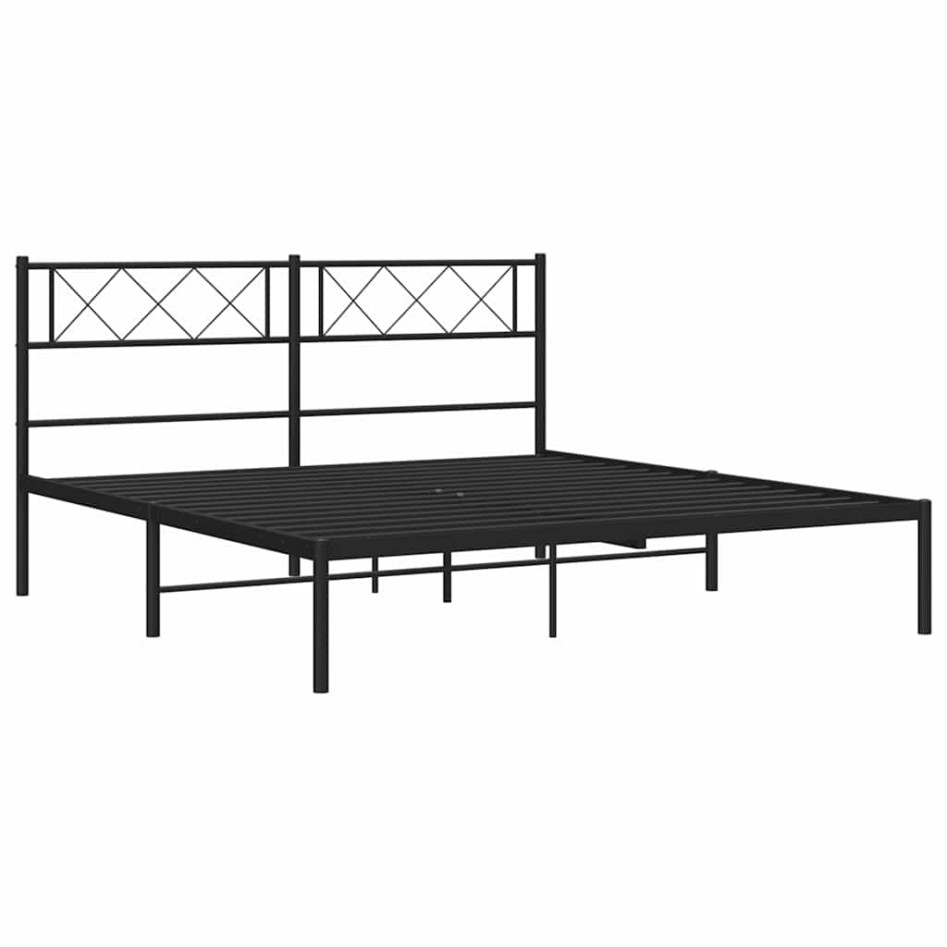Estructura cama sin colchón con cabecero metal negro 135x190